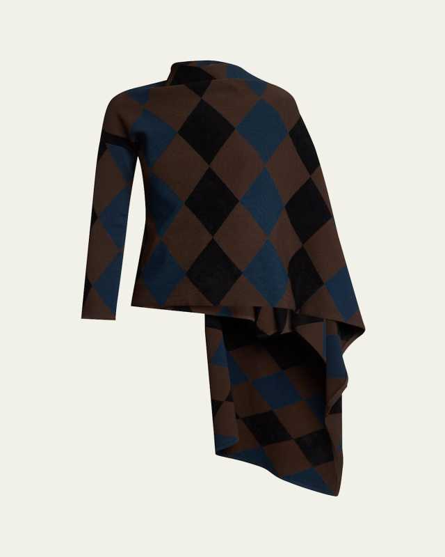 Vanne Argyle Cape Sweater